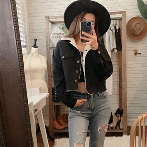 Rider Black Crop Sherpa Jacket